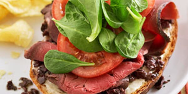 Beef and tapenade open-face sandwiches
